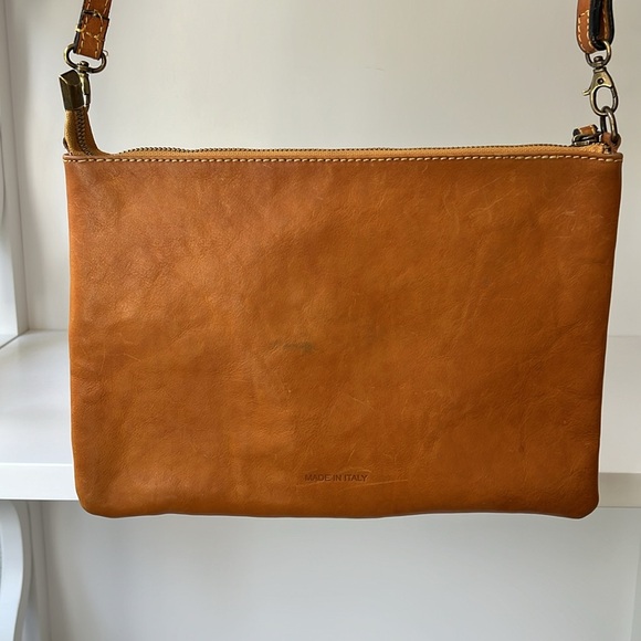 Pratesi Firenze Studded Cognac Brown Leather Clutch Wristlet Crossbody Bag Italy - Picture 4 of 14